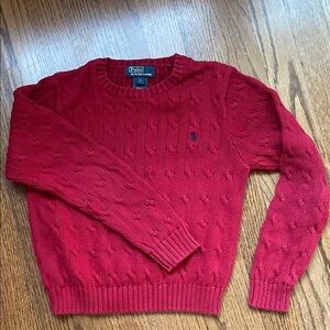Polo by Ralph Lauren Boys Red Cable Crewneck Sweater